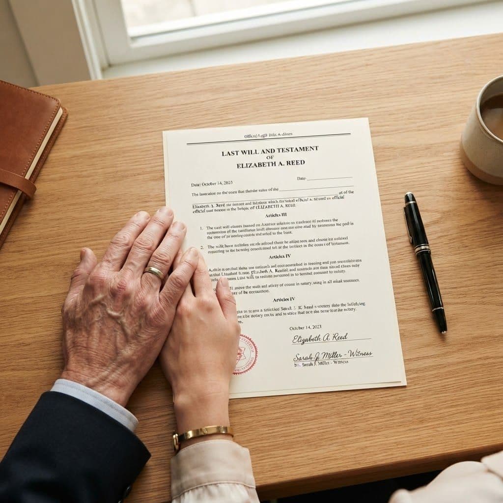Hands reviewing an official Lasting Power of Attorney document