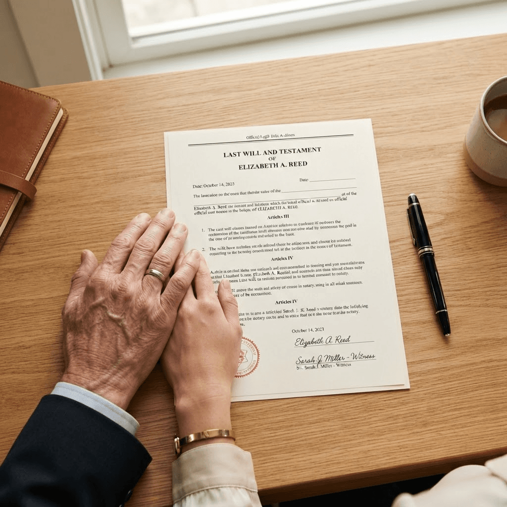 Hands reviewing an official Lasting Power of Attorney document